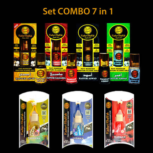 Set Value Pack Kasturi Kijang Tulen 7 in 1 Genuine Musk Deer, Asfar, Aswad. Ambar, Salsabila