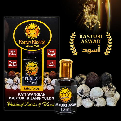 Kasturi Kijang Aswad Tulen 12ml Genuine Musk Deer Hajar Hitam Pati Wangian Original Asli